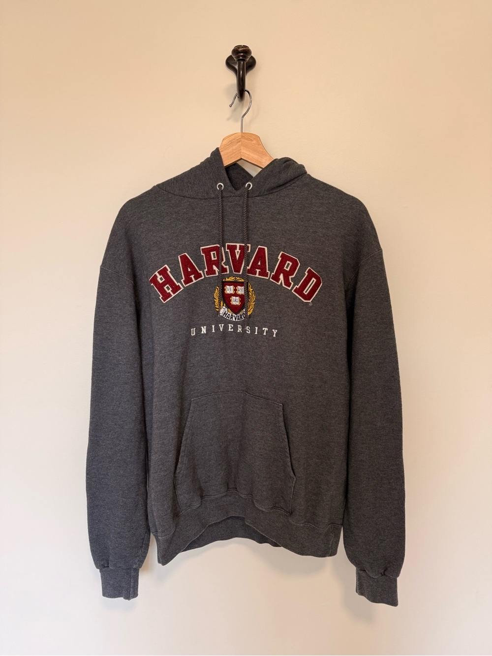 Champion Harvard Dark Gray Hooded Sweatshirt โ Size Medium